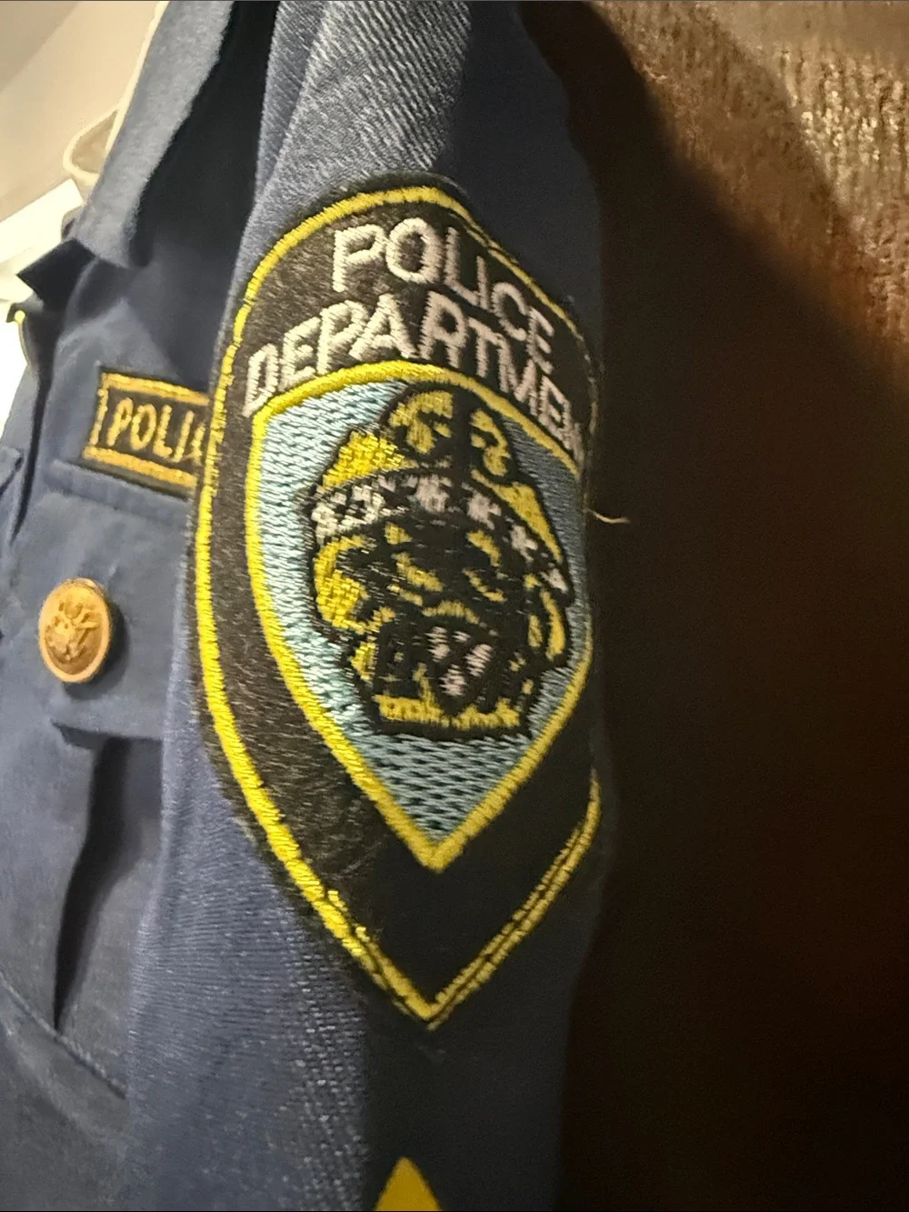 Police Kids Navy Blue Patrol Costume with Gold Buttons